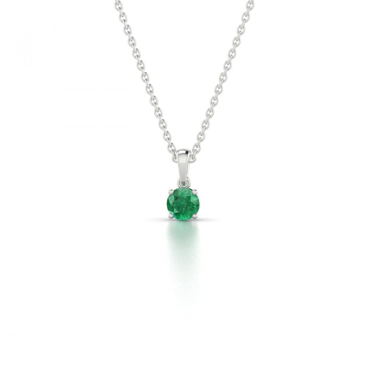 Collana con ciondolo in pietra preziosa verde smeraldo solitario rotondo 3 carati - harrychadent.it