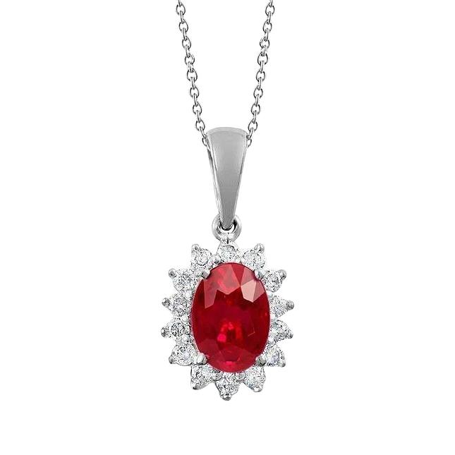 Collana con ciondolo in rubini e diamanti incastonati 7.35 carati 14K Wg - harrychadent.it
