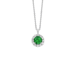 Collana con ciondolo in smeraldo verde e diamanti, oro bianco 4,65 carati 14K