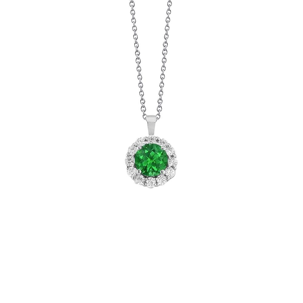Collana con ciondolo in smeraldo verde e diamanti, oro bianco 4,65 carati 14K - harrychadent.it