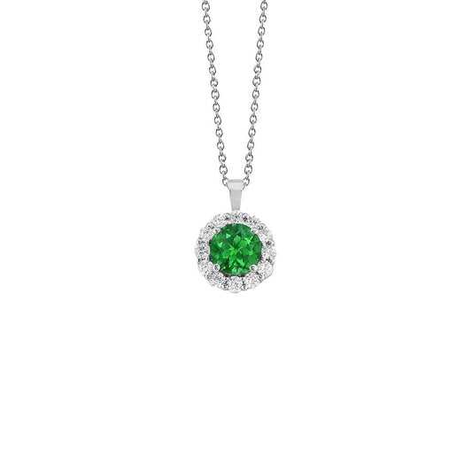 Collana con ciondolo in smeraldo verde e diamanti, oro bianco 4,65 carati 14K - harrychadent.it
