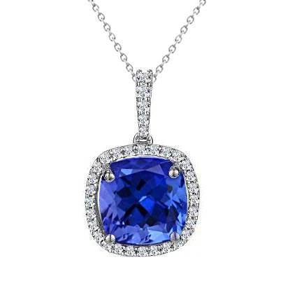 Collana con ciondolo in tanzanite da 4.25 ct con diamanti bianchi - harrychadent.it