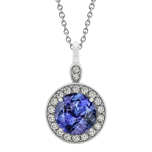 Collana con ciondolo in tanzanite e diamanti a taglio brillante da 4.20 carati - harrychadent.it