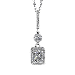 Collana con ciondolo incantesimo d'amore con diamanti tondi da 3,45 carati in oro bianco 14K