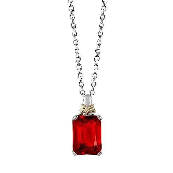 Collana con ciondolo rubino rosso con catena in oro 6 carati 14K - harrychadent.it