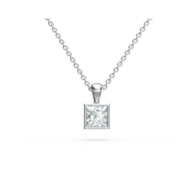 Diamante solitario con taglio Princess da 1 carato con castone per collana con ciondolo in oro bianco 14 carati - harrychadent.it