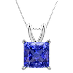 Collana con ciondolo solitario Princess Sapphire Gioielli da donna 4 carati