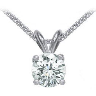 Ciondolo solitario con collana di diamanti rotondi con catena 1.0 Carat WG 14K - harrychadent.it