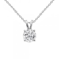 Collana con ciondolo solitario con diamante tondo da 0,50 carati in gioielli in oro bianco 14K