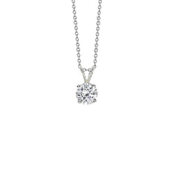 Collana con ciondolo solitario con gioielli con diamanti rotondi da 0,75 carati in oro bianco 14K