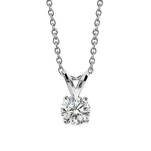 Collana con ciondolo diamante solitario rotondo 0.75 carati con polo WG 14K - harrychadent.it