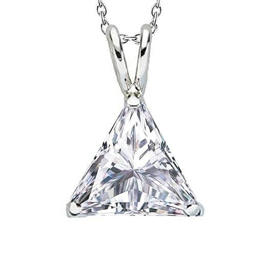 Trilioni di diamanti Solitaire Collana con ciondolo in oro bianco 1.50 carati 14K - harrychadent.it