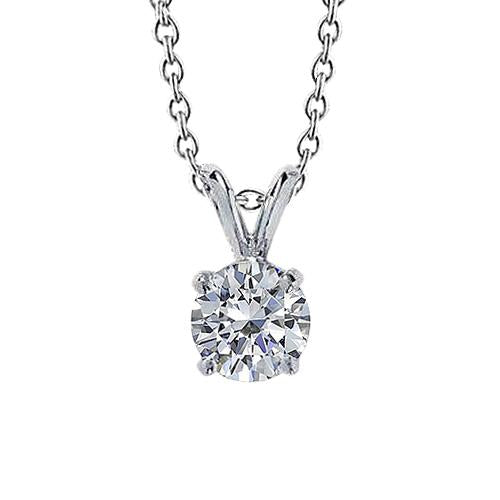 Ciondolo per collana da donna solitario con diamanti rotondi in oro bianco 1 carato 14K - harrychadent.it