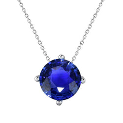 Collana con ciondolo solitario rotondo in zaffiro di Ceylon oro 3 carati