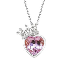 Collana con diamanti e ciondolo a cuore con Kunzite rosa 15.50 carati in oro 14K