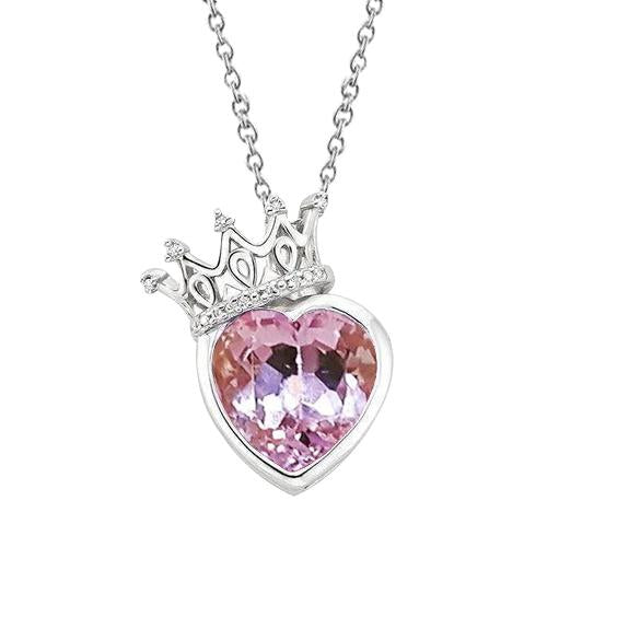 Collana con diamanti e ciondolo a cuore con Kunzite rosa 15.50 carati in oro 14K - harrychadent.it