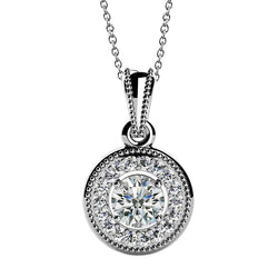 Collana con pendente a cerchio con diamanti taglio rotondo da 3,50 carati in oro bianco 14K