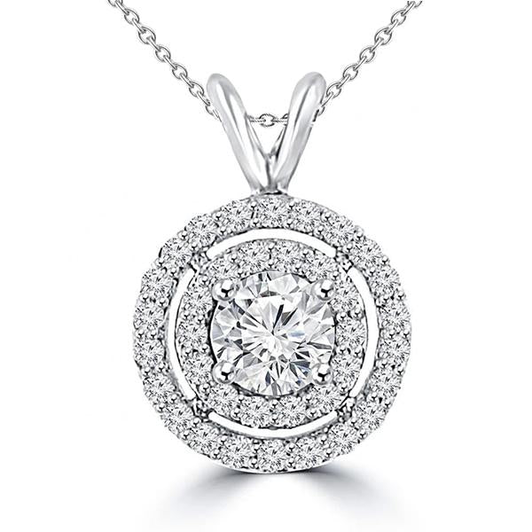 Collana con ciondolo a forma di cerchio con diamanti rotondi, oro bianco 3,50 carati 14K - harrychadent.it