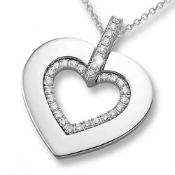 Collana con pendente a cuore con diamante taglio rotondo da 1,60 carati in oro bianco 14 carati