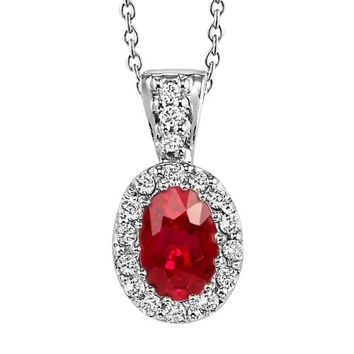 Collana con pendente a taglio ovale con diamanti rotondi 6.15 carati 14K - harrychadent.it
