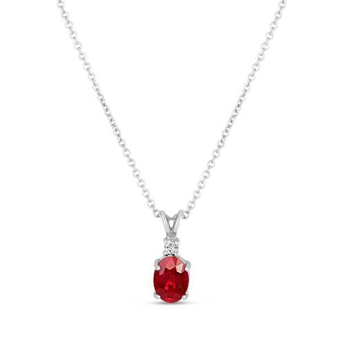 Collana con pendente a taglio ovale rosso rubino e diamante 2.10 carati in oro 14K - harrychadent.it