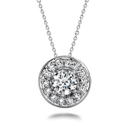 Collana con pendente centrale con diamanti taglio rotondo da 5,50 carati e oro bianco 14 carati