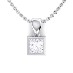 Collana con pendente con castone in diamanti taglio Princess da 2,15 carati in oro bianco 14K