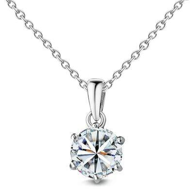 Collana con pendente con diamanti tondi da 1 carato e oro bianco 14 carati con montatura a sei punte - harrychadent.it