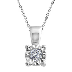 Collana con pendente con lunetta di diamanti tondi da 0,75 carati incastonati in oro bianco 14K nuovo