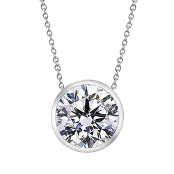 Collana con pendente con lunetta in diamanti tondi da 2,50 carati e oro bianco 14 carati