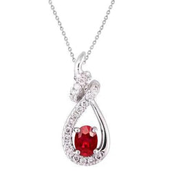 Collana con pendente da donna in oro bianco 14 carati con diamanti e rubini rossi da 2,80 carati