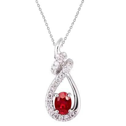 Collana con pendente da donna in oro bianco 14 carati con diamanti e rubini rossi da 2,80 carati - harrychadent.it