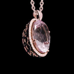 Collana con pendente in oro rosa 14K 40.50 ct Kunzite con diamanti
