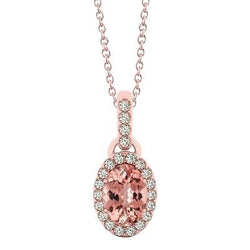 Collana con pendente in oro rosa con Morganite e diamanti da 31.25 ct