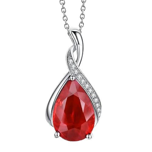 Collana con pendente in rubini e diamanti 9.25 carati con catena 14K WG - harrychadent.it