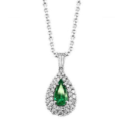 Collana con pendente in smeraldo verde con diamanti 3,90 ct. WG 14K