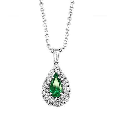 Collana con pendente in smeraldo verde con diamanti 3,90 ct. WG 14K - harrychadent.it