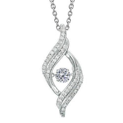 Collana con pendente incastonata in diamante scintillante rotondo da 1,50 carati in oro bianco 14K