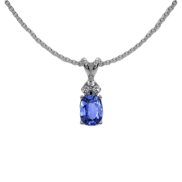 Collana con pendente ovale con zaffiro blu e diamanti rotondi 1,50 carati - harrychadent.it