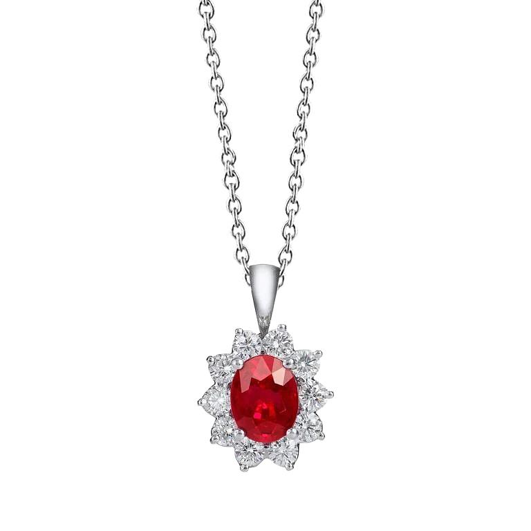 Collana con pendente rosso aaa rubino e diamanti 5.10 carati 14K - harrychadent.it