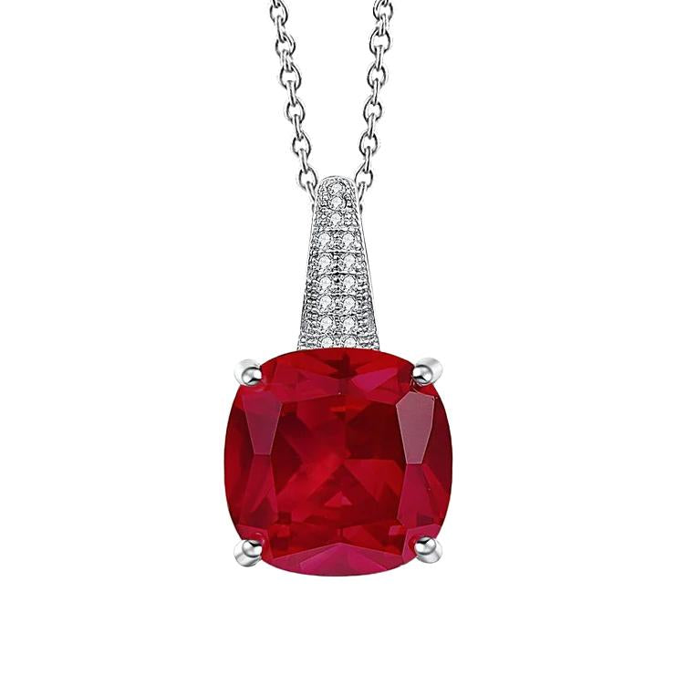Collana con pendente rosso rubino con diamanti bianchi 8,30 ct oro bianco 14K - harrychadent.it