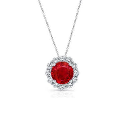 Collana con pendente rosso rubino e diamanti 4.75 carati oro bianco 14K