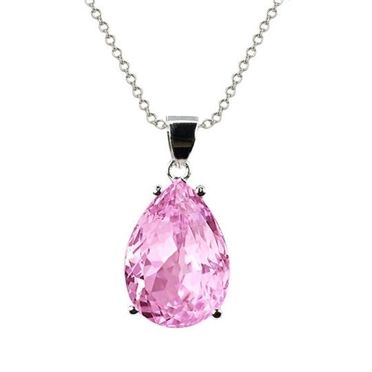 Collana con pendente solitario in oro bianco con kunzite rosa taglio a pera 34 ct - harrychadent.it