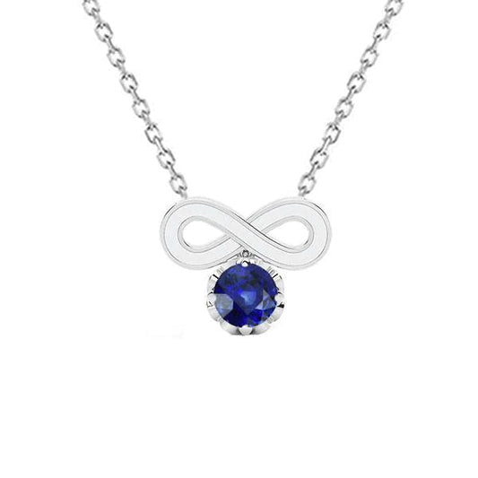 Collana con pendente solitario rotondo in zaffiro blu Stile infinito 1 carato - harrychadent.it