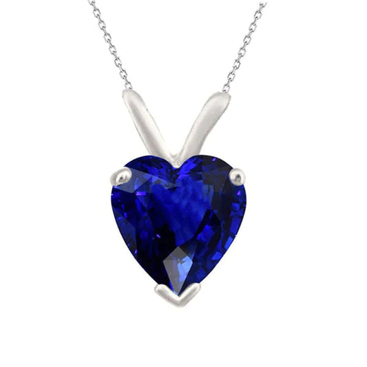 Collana con zaffiro dello Sri Lanka con ciondolo a forma di cuore con pendente a V, 3,50 carati - harrychadent.it