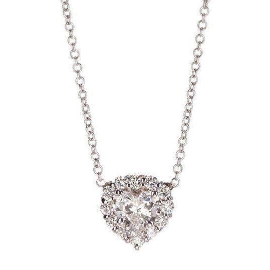 Collana da donna con cuore e diamanti rotondi, gioielli in oro bianco massiccio 5 ct - harrychadent.it
