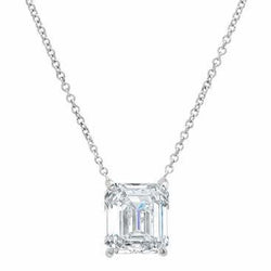 Collana da donna con ciondolo in oro bianco con diamanti smeraldo da 1 carato 14K