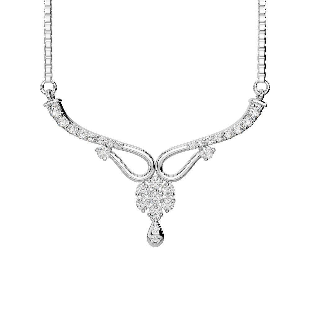 Collana da donna con diamanti rotondi in oro bianco 14K gioielli scintillanti 4 carati - harrychadent.it