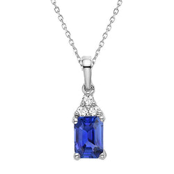 Collana da donna con pendente in zaffiro di Ceylon con smeraldi e diamanti 1,25 carati