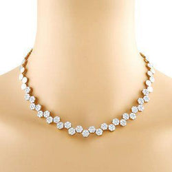 Collana da donna in oro bianco 14 carati con diamanti taglio brillante piccolo da 21.00 ct
